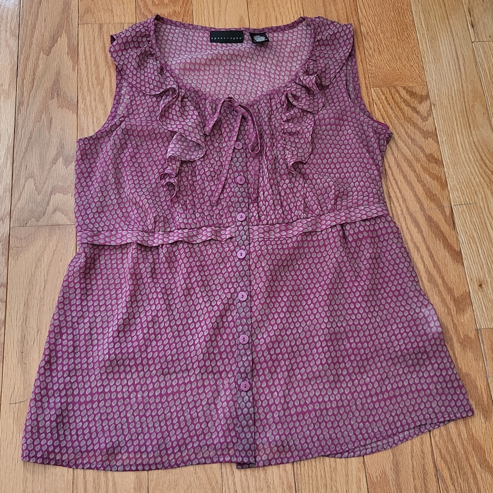 Apostrophe Semi Sheer Patterned Ruffle Blouse